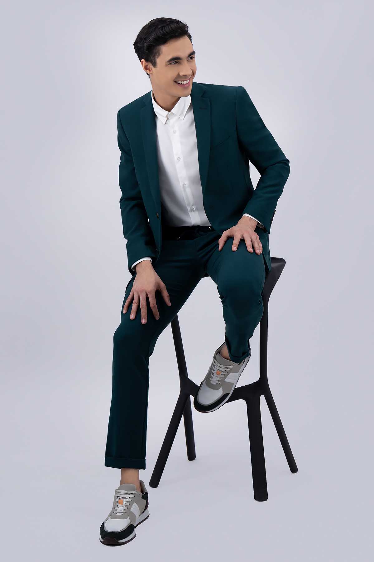 SACO SEPARATE VERDE OBSCURO SLIM FIT LMENTAL image number 0