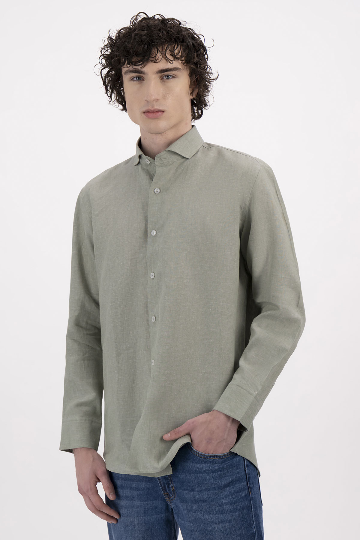 Camisa casual lino contemporary fit Lamberti