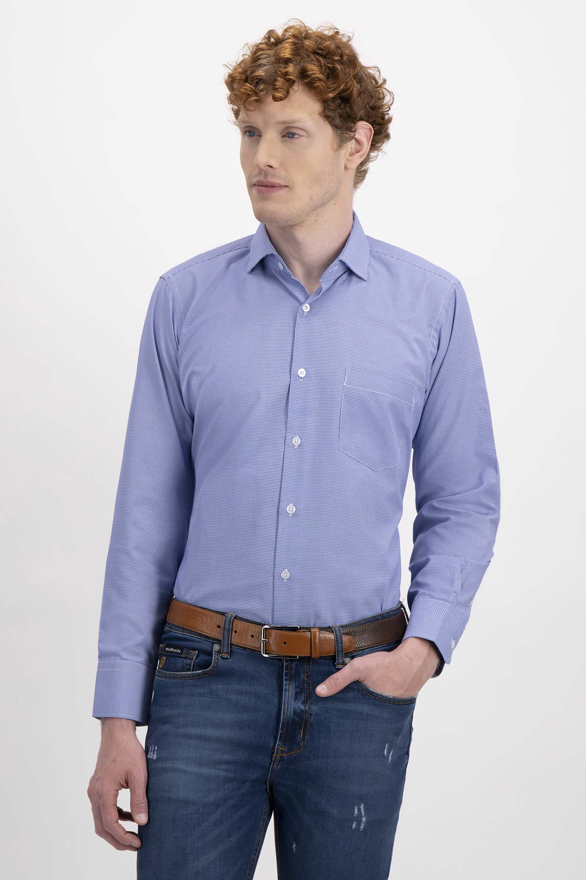 Camisa Formal Contemporary Fit Cotton Blend