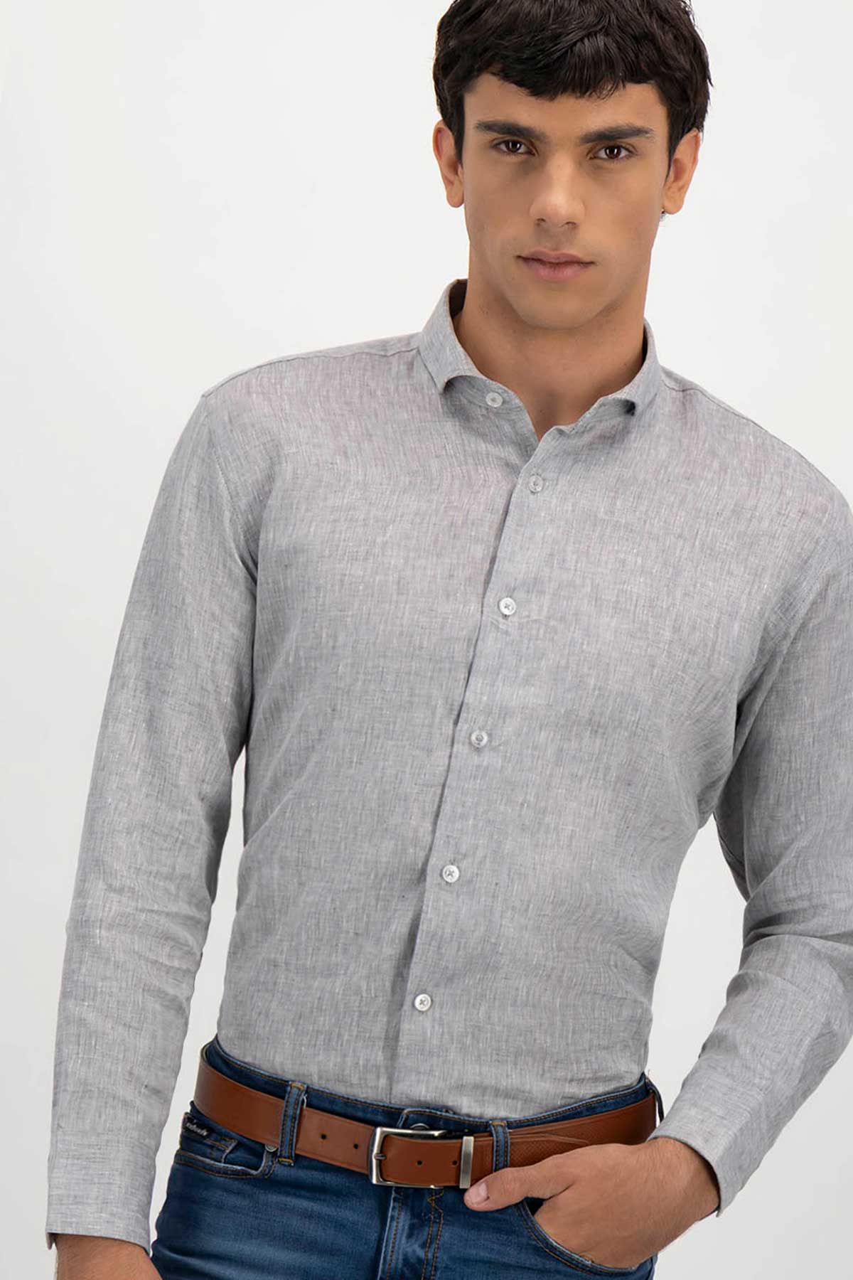 Camisa Casual Linen Contemporary Fit Lamberti