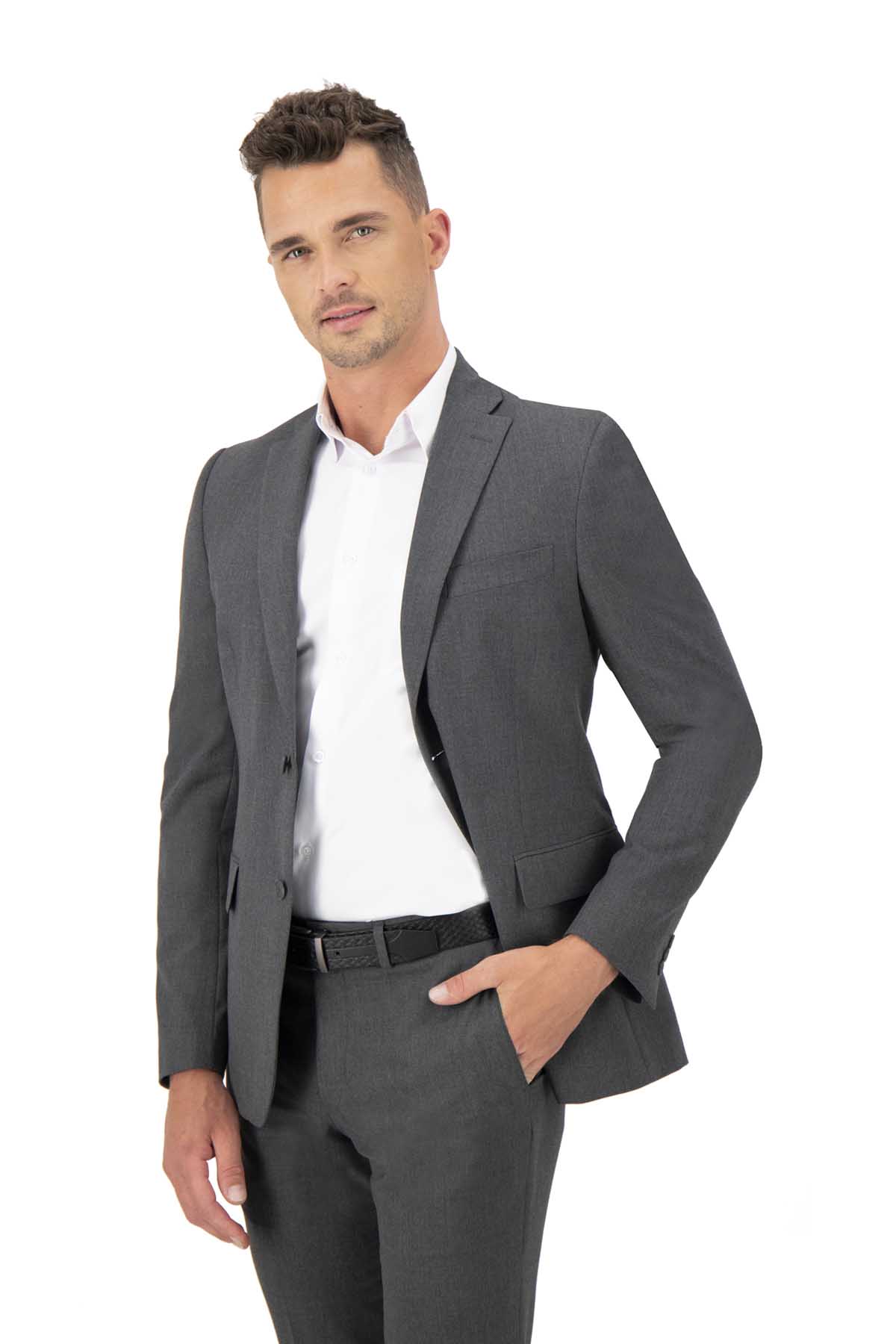 TRAJE GRIS OXFORD CONTEMPORANEO FIT SONNETI UO image number 2