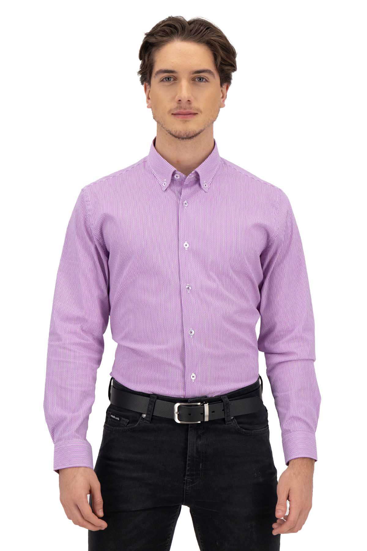 CAMISA CASUAL TECNO STRECH LILA SLIM FIT LMENTAL image number 0