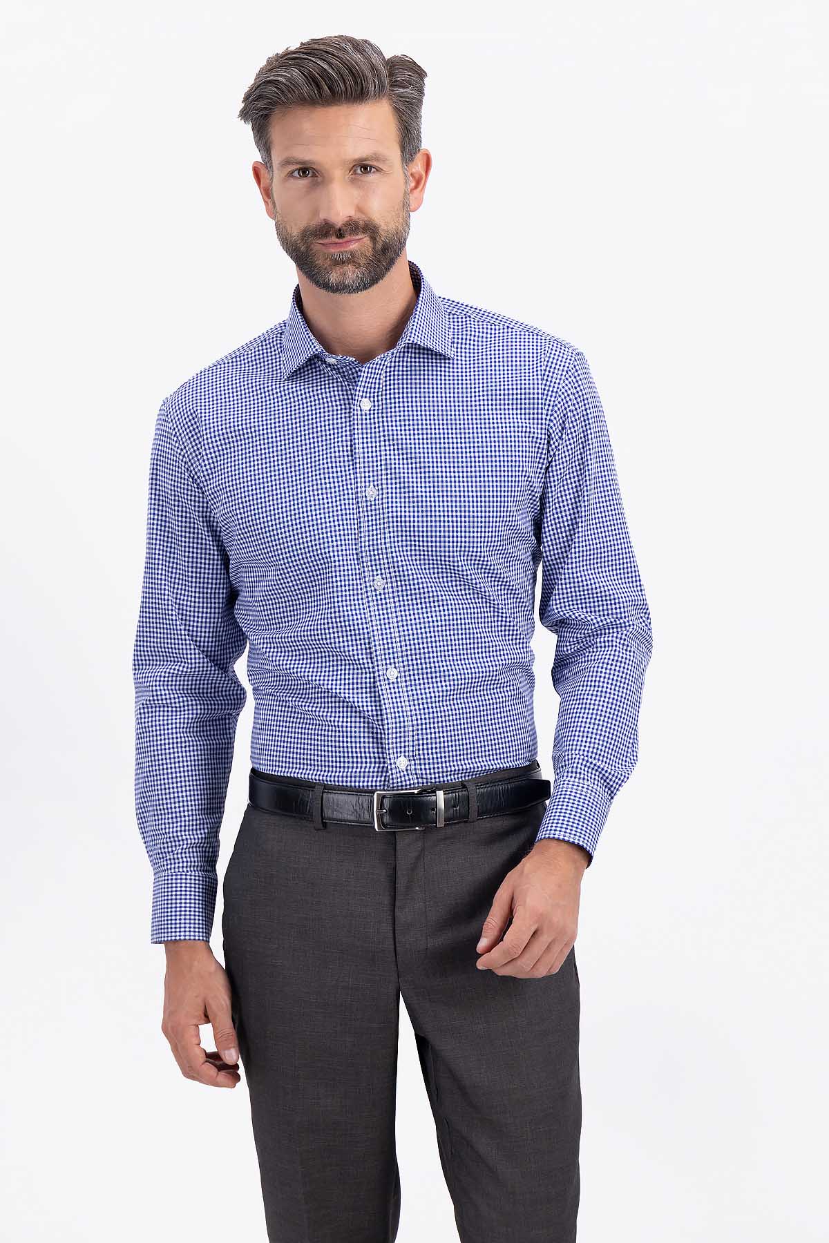 CAMISA CASUAL TENCEL EASY DRY AZUL REY CONTEMPORARY FIT LAMBERTI image number 1