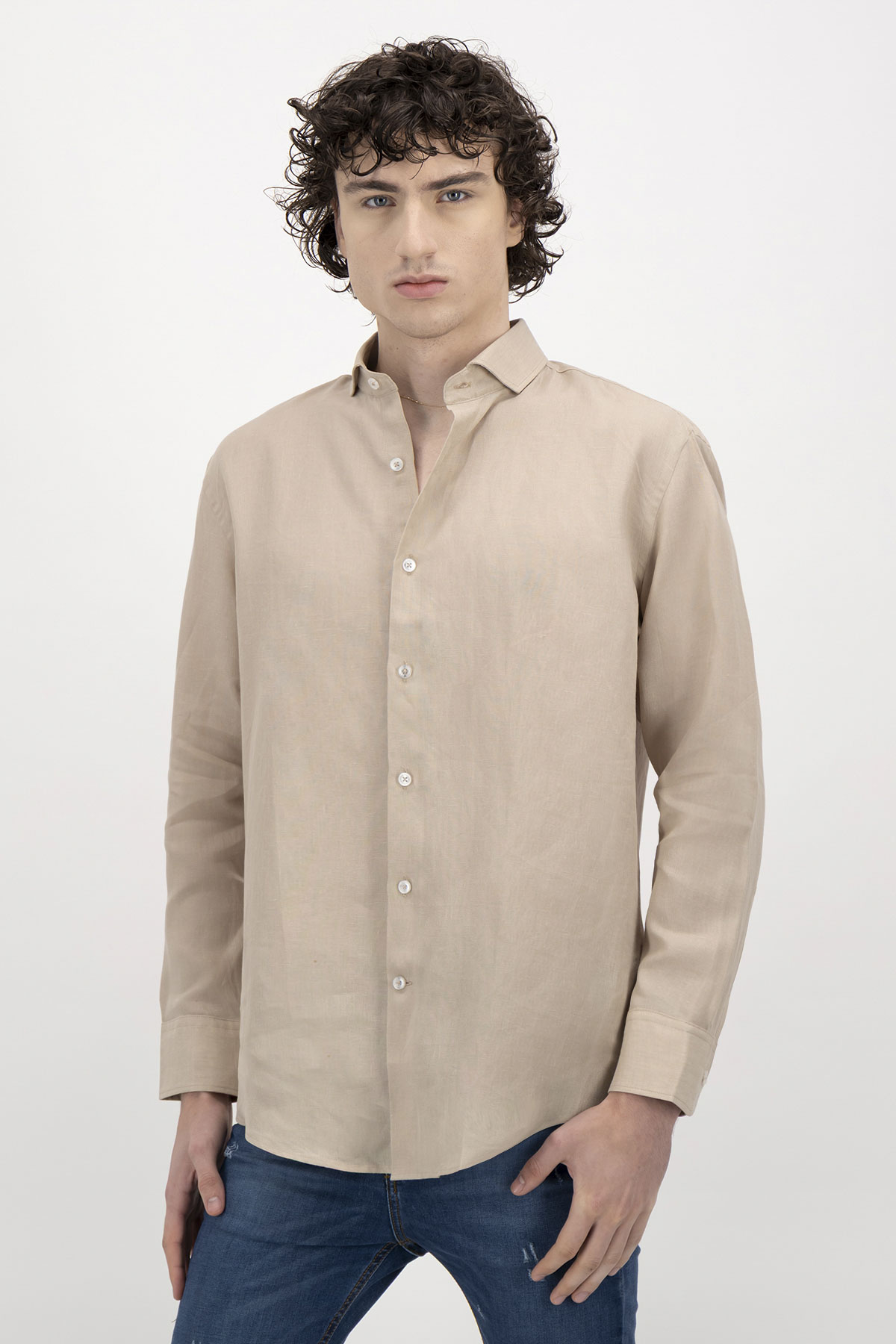 Camisa Casual Linen Contemporary Fit Lamberti