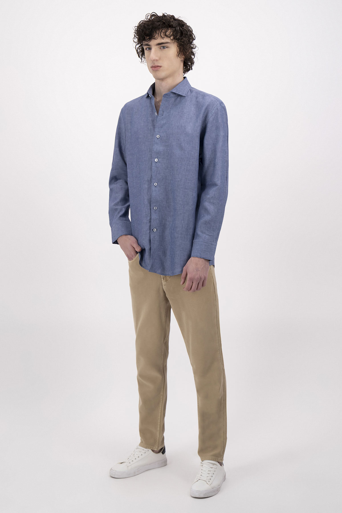 Camisa casual lino contemporary fit Lamberti image number 3