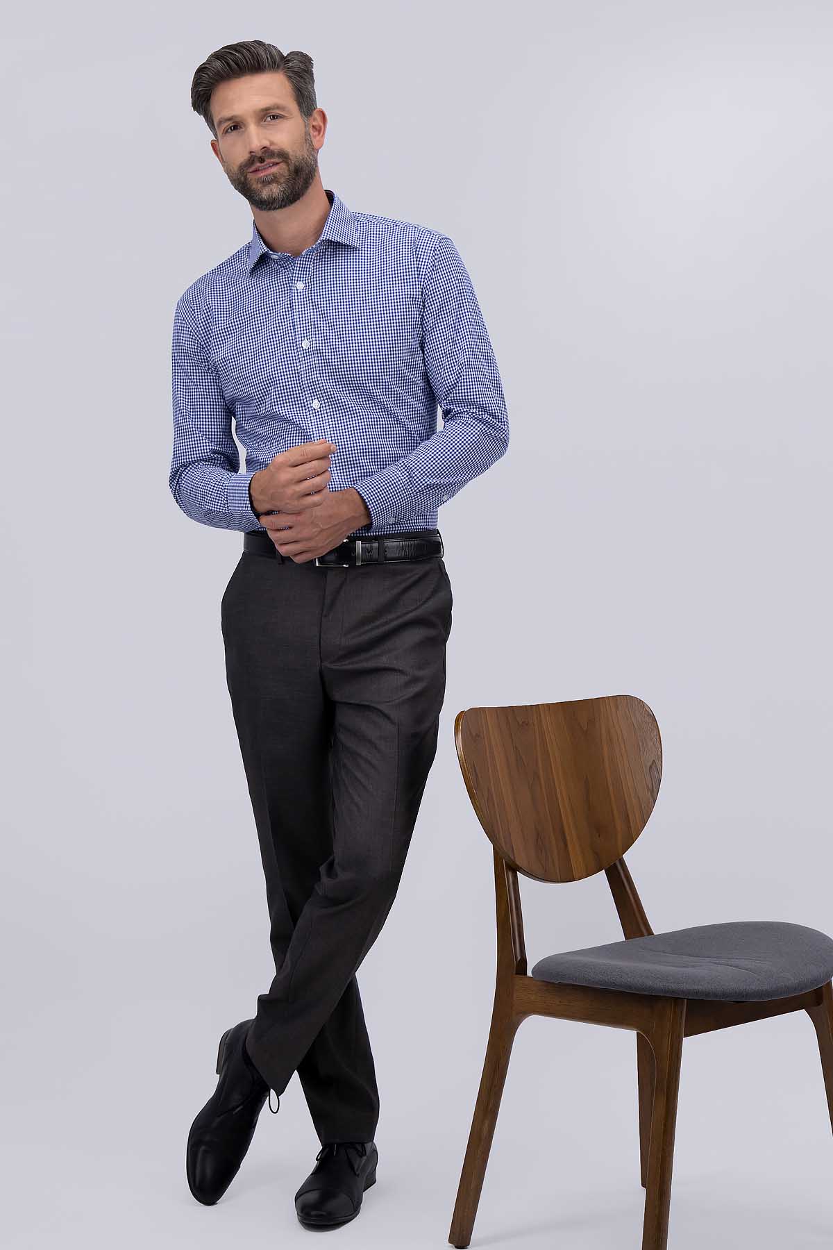 CAMISA CASUAL TENCEL EASY DRY AZUL REY CONTEMPORARY FIT LAMBERTI image number 0