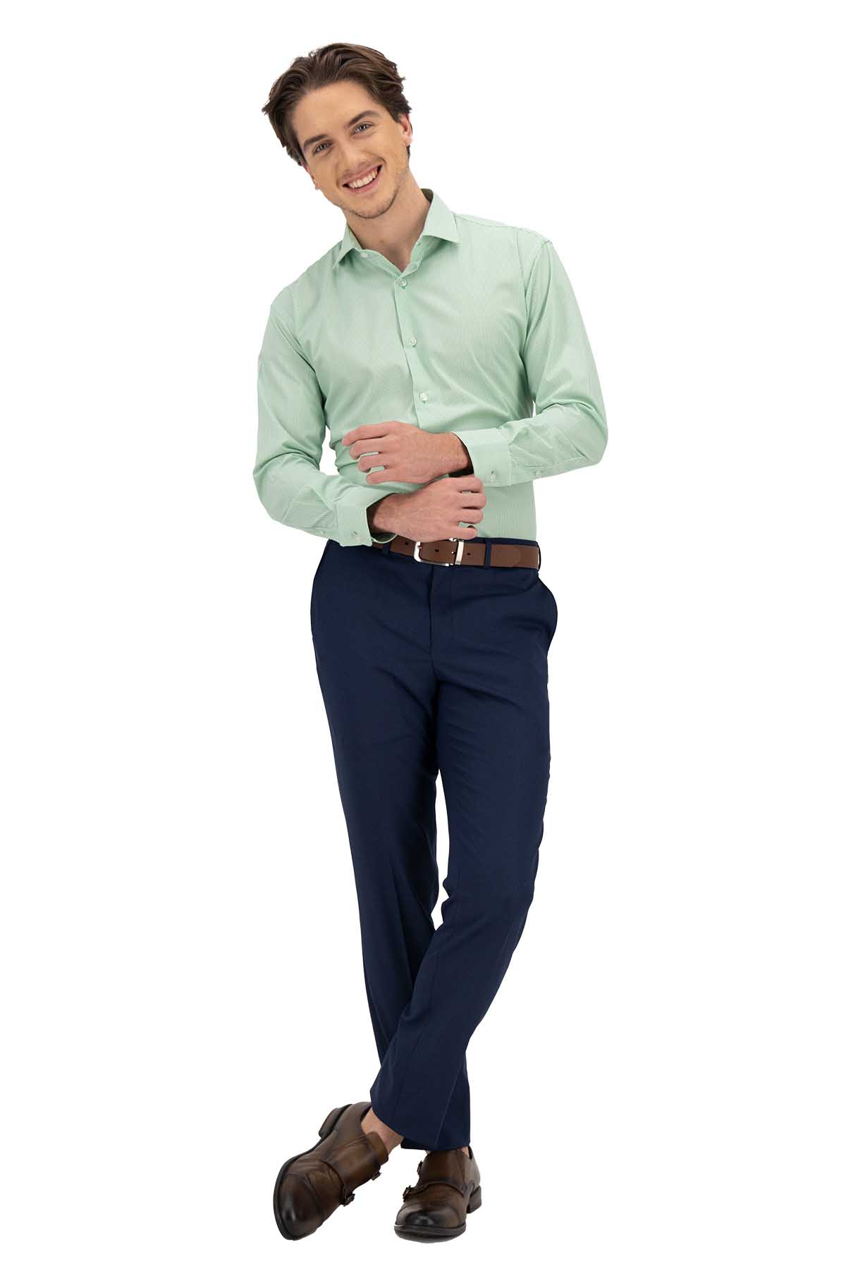 CAMISA SPORT VERDE MANZANA CONTEMPORARY FIT LAMBERTI image number 4
