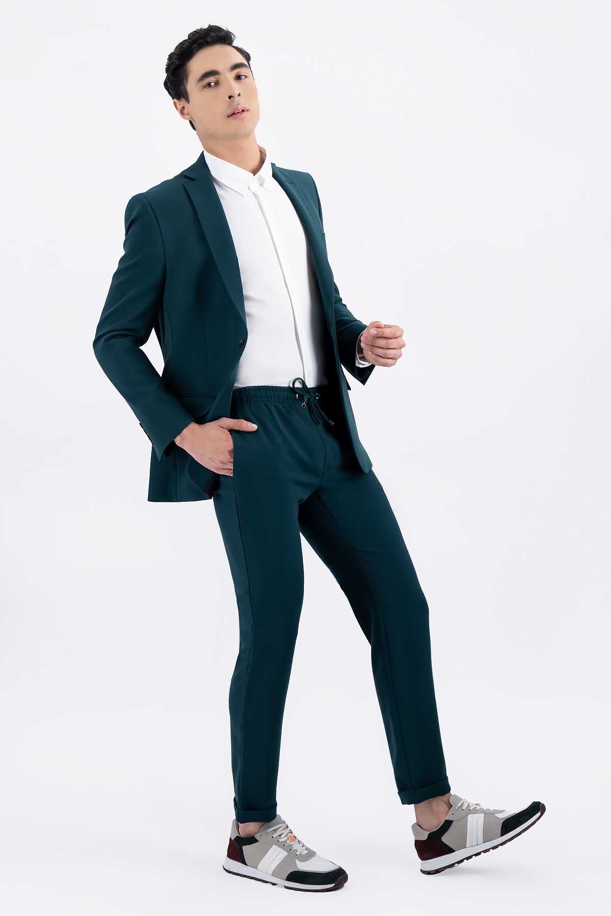 SACO SEPARATE VERDE OBSCURO SLIM FIT LMENTAL image number 4