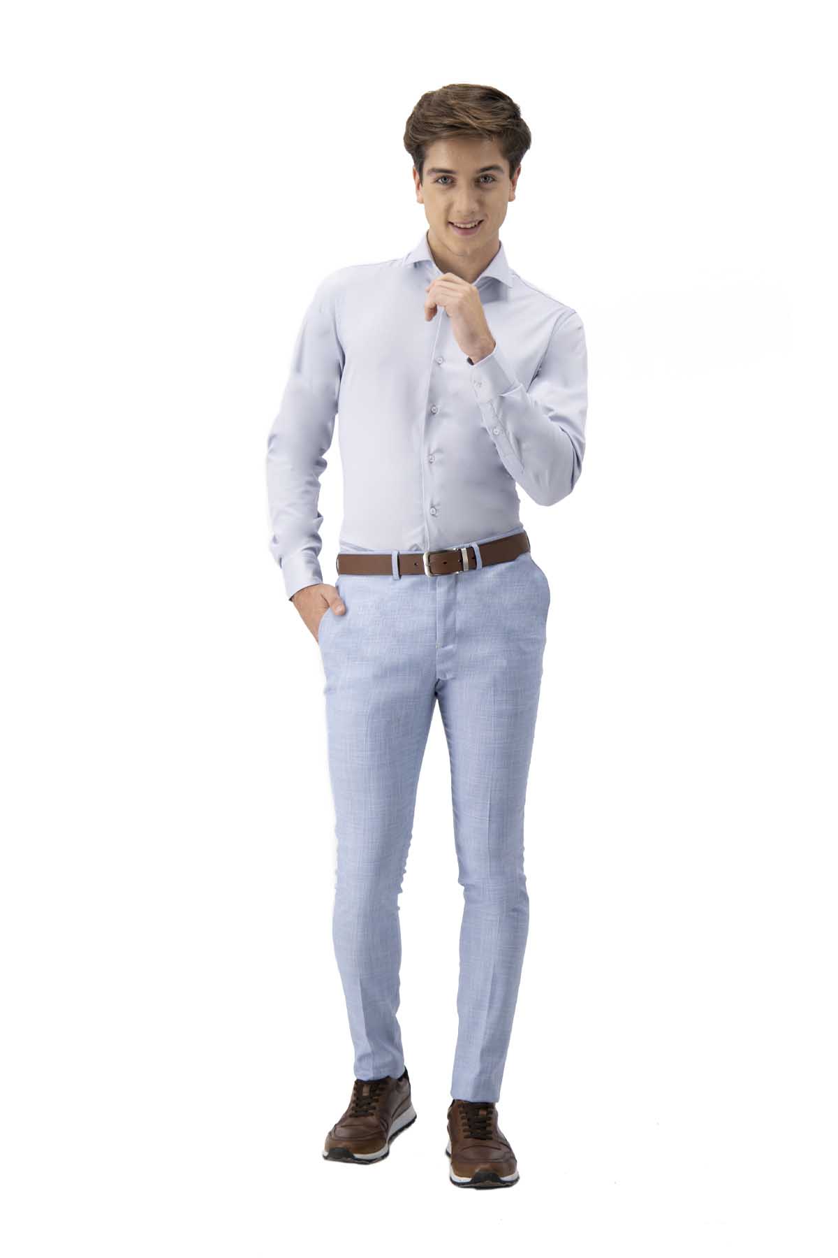 PANTALON VESTIR AZUL SLIM FIT LMENATAL image number 4