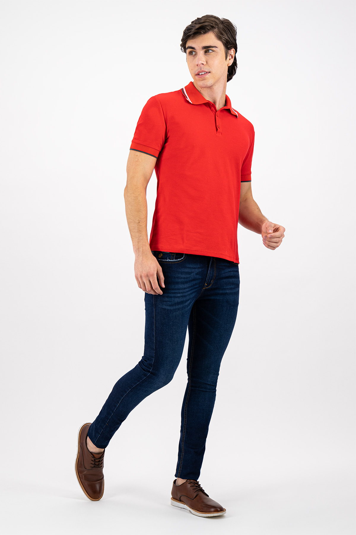 PLAYERA TIPO POLO COLOR ROJO SLIM FIT LMENTAL image number 0