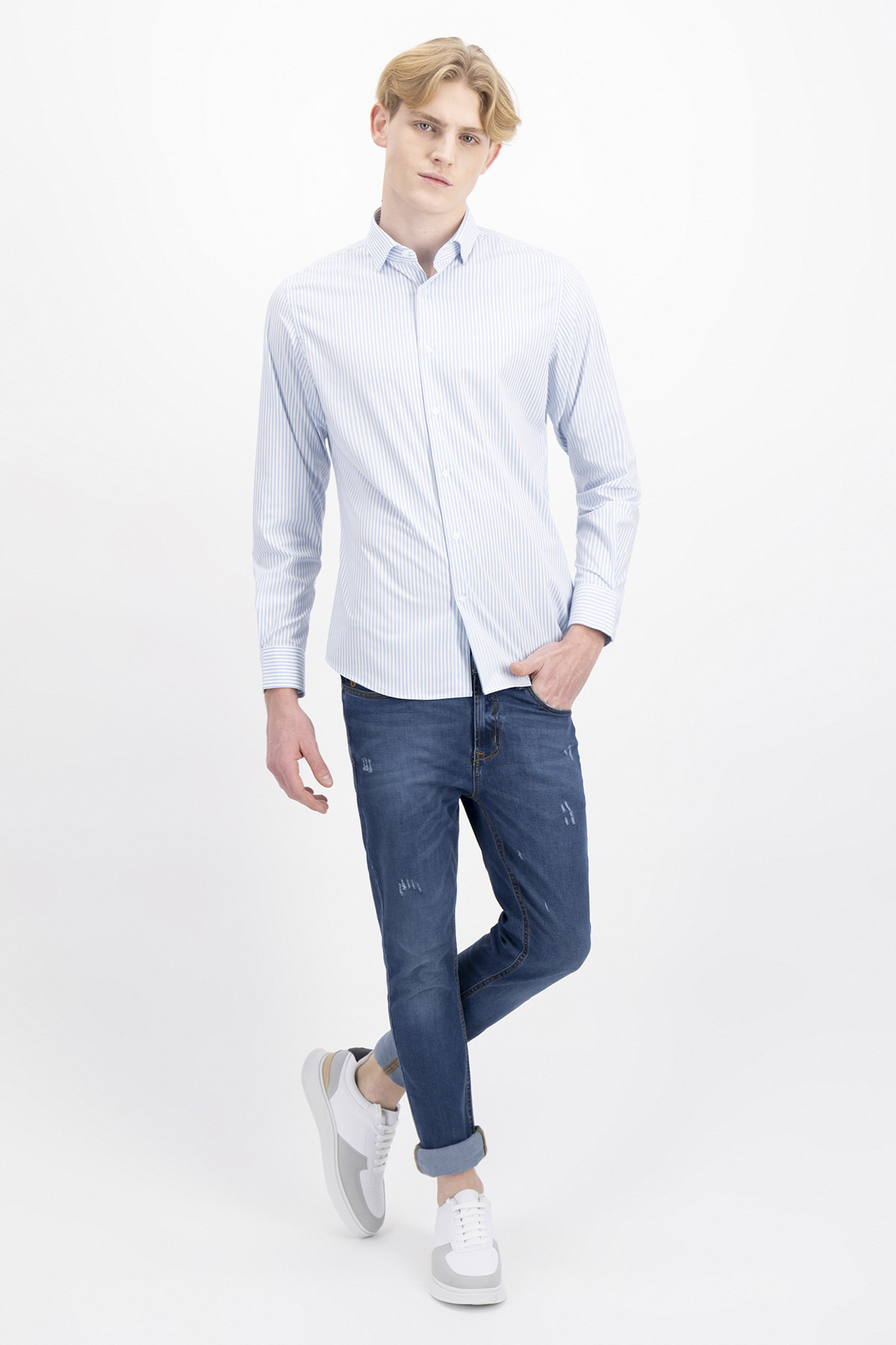 CAMISA FORMAL BAMBOO FIBER SKINNY FIT LMENTAL image number 3