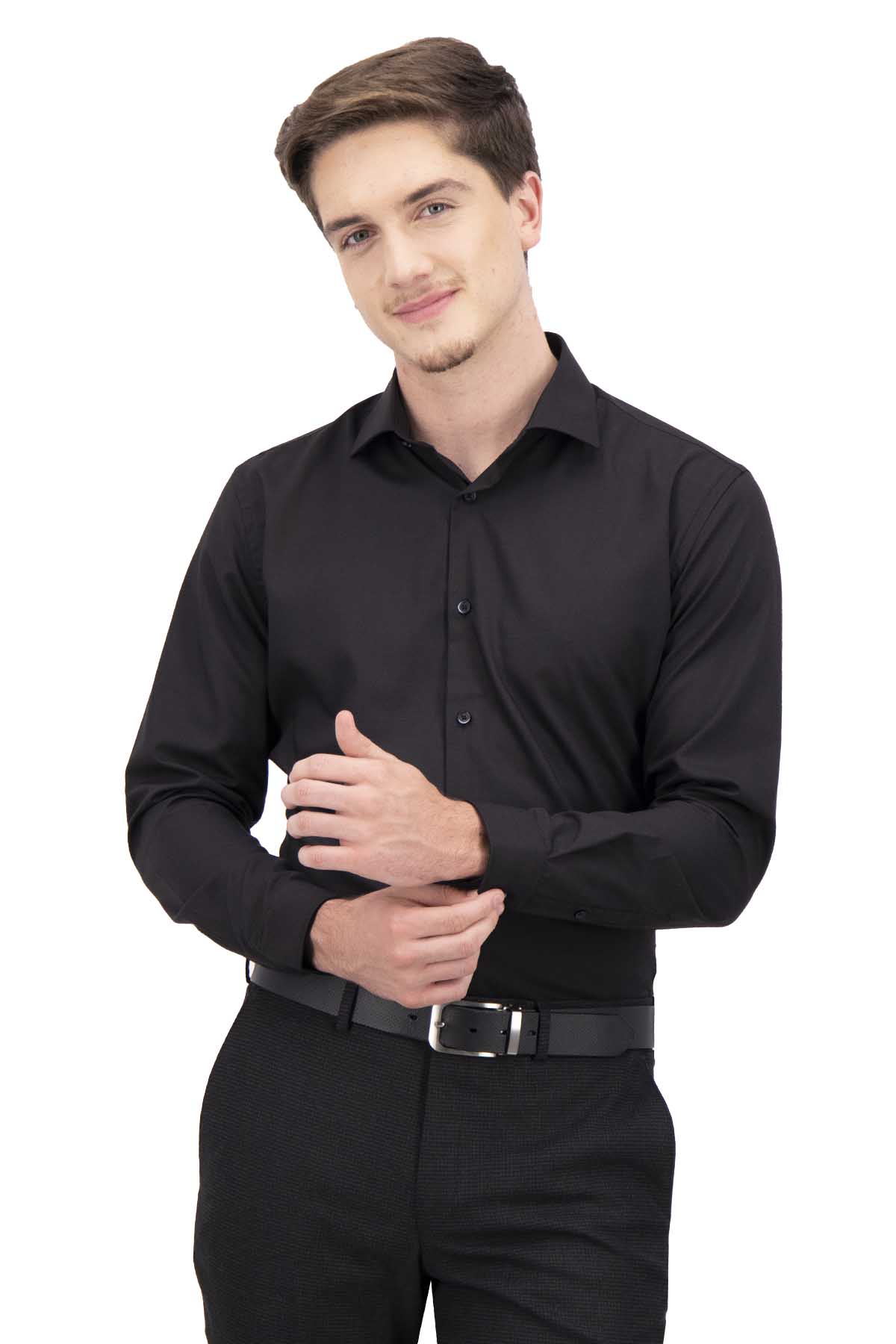 CAMISA VESTIR NEGRA SLIM FIT LMENTAL image number 0