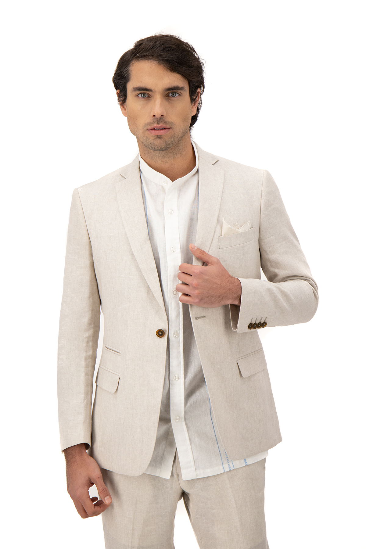 SACO LINO BEIGE SLIM FIT LMENTAL image number 0