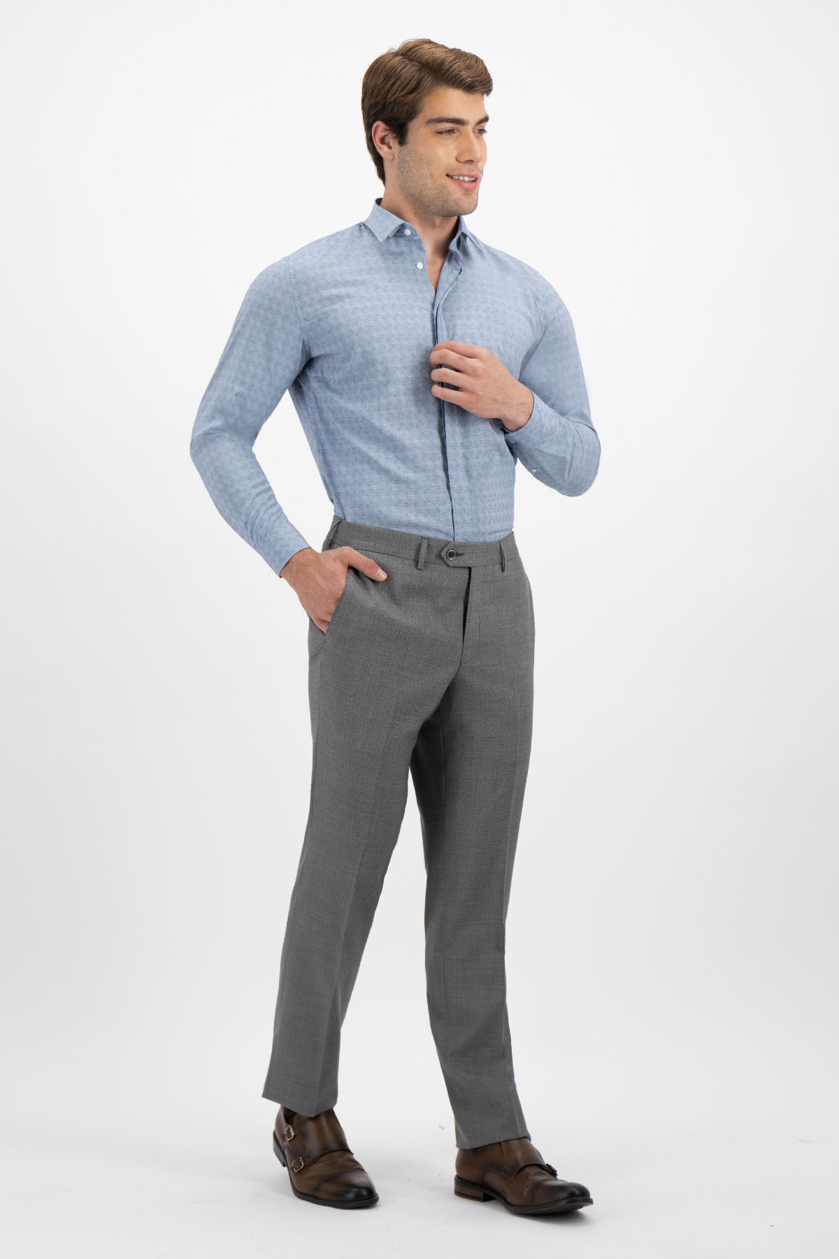 PANTALÓN VESTIR GRIS MODERN FIT LAMBERTI image number 0