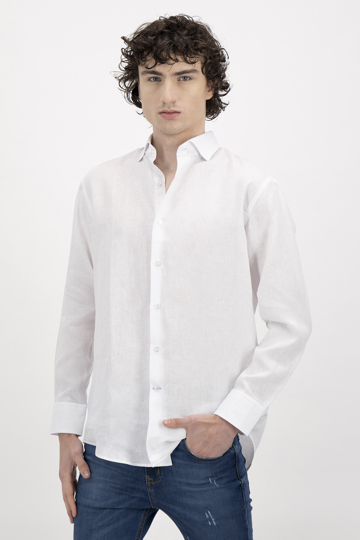 Camisa Casual Linen Contemporary Fit Lamberti