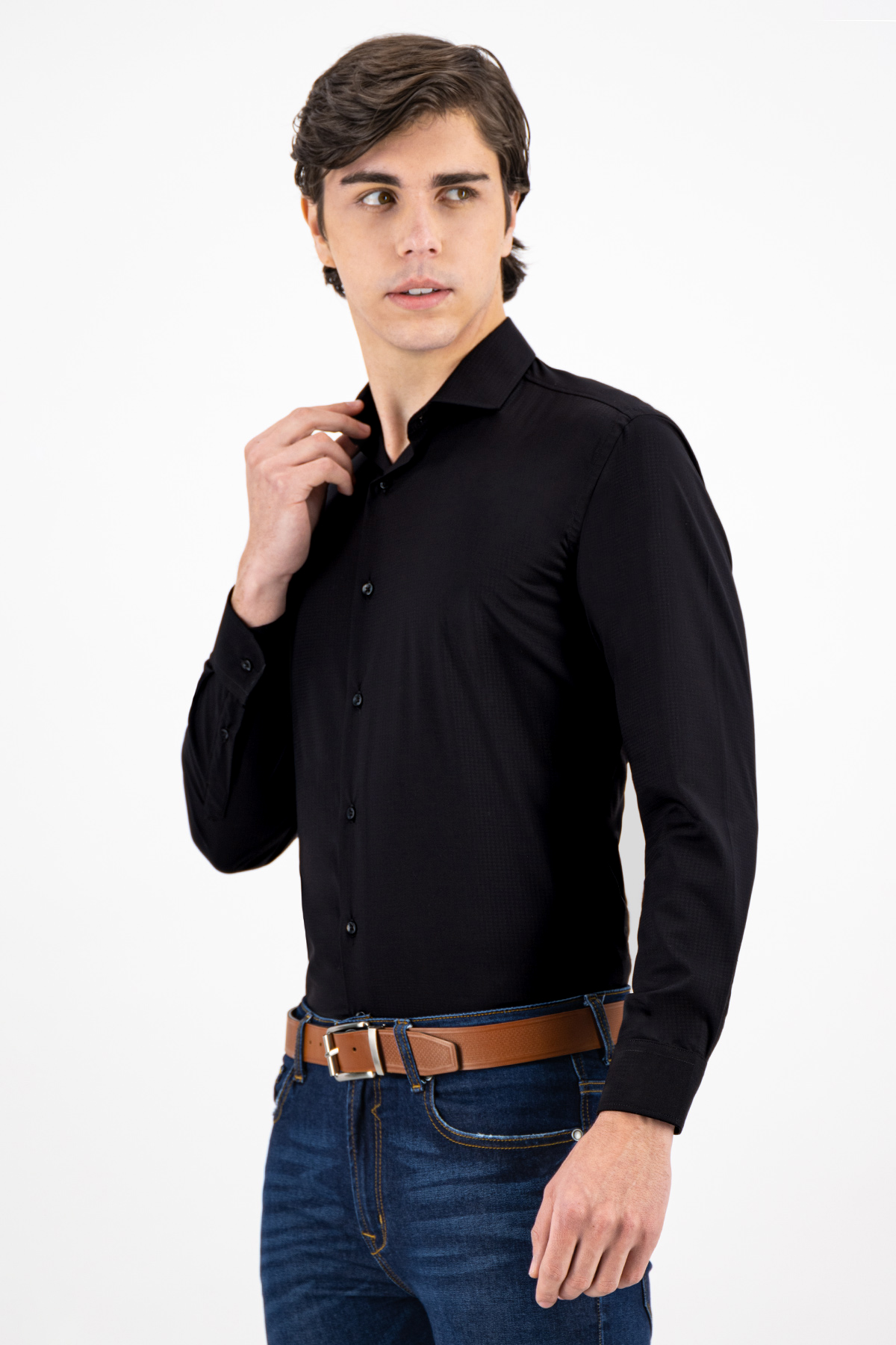 CAMISA VESTIR BAMBOO FIBER NEGRO SLIM FIT LMENTAL image number 2
