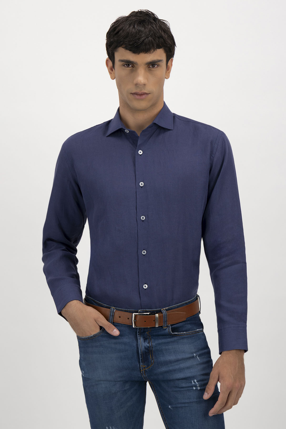 Camisa Casual Linen Contemporary Fit Lamberti