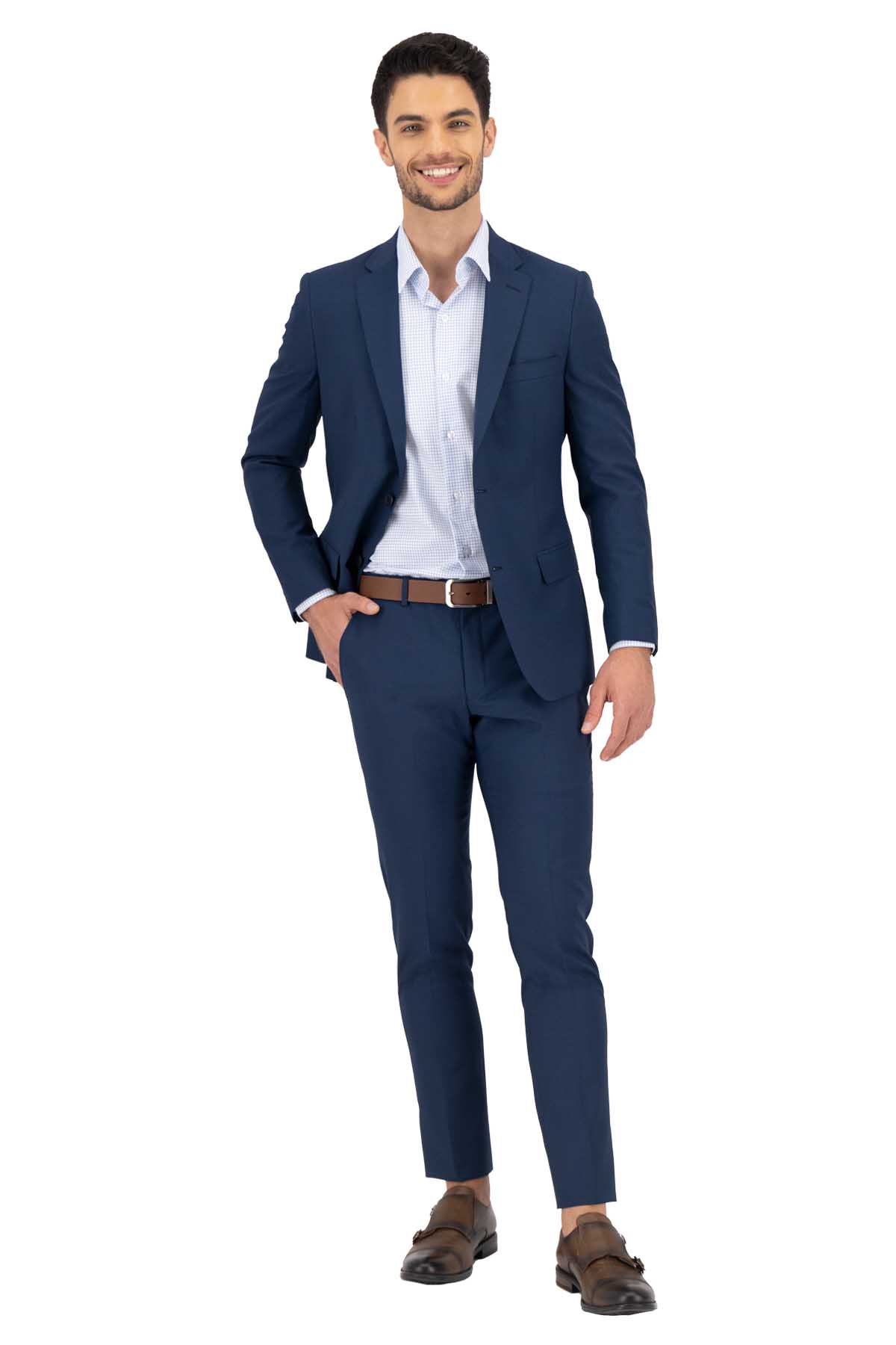 TRAJE FRESO DI LANA AZUL MARINO SLIM FIT LAMBERTI image number 0