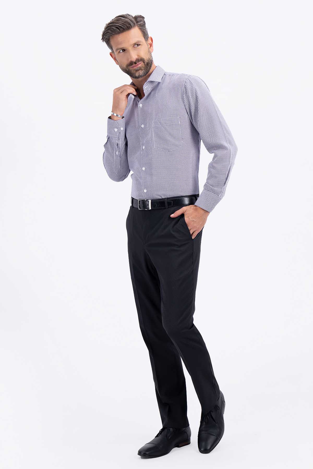 CAMISA VESTIR MORADA CONTEMPORARY FIT SONNETI UO image number 4